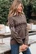 Geometric Fair Isle Mixed Texture Crew Neck Sweater