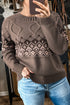 Geometric Fair Isle Mixed Texture Crew Neck Sweater