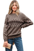 Geometric Fair Isle Mixed Texture Crew Neck Sweater