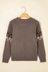 Geometric Fair Isle Mixed Texture Crew Neck Sweater