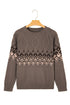 Geometric Fair Isle Mixed Texture Crew Neck Sweater