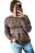 Geometric Fair Isle Mixed Texture Crew Neck Sweater