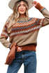 Geometric Fair Isle Pattern Crew Neck Sweater
