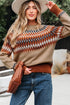 Geometric Fair Isle Pattern Crew Neck Sweater