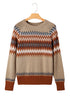 Geometric Fair Isle Pattern Crew Neck Sweater