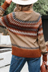Geometric Fair Isle Pattern Crew Neck Sweater