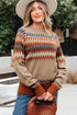 Geometric Fair Isle Pattern Crew Neck Sweater