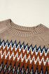 Geometric Fair Isle Pattern Crew Neck Sweater