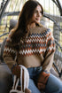 Geometric Fair Isle Pattern Crew Neck Sweater