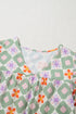 Geometric Floral Flutter Sleeve Scalloped Woven Blouse