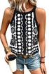 Geometric Floral Pattern Sleeveless High Neck Tank