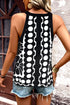 Geometric Floral Pattern Sleeveless High Neck Tank