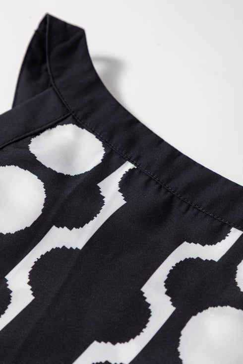 Geometric Floral Pattern Sleeveless High Neck Tank