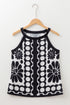 Geometric Floral Pattern Sleeveless High Neck Tank
