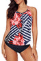 Geometric Floral Print Scoop Neck Tankini Set