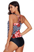 Geometric Floral Print Scoop Neck Tankini Set