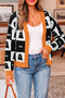 Geometric Ghost Print Drop Shoulder Knit Cardigan