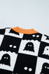 Geometric Ghost Print Drop Shoulder Knit Cardigan