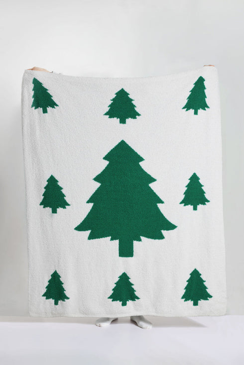 Geometric Holiday Tree Print Soft Plush Blanket