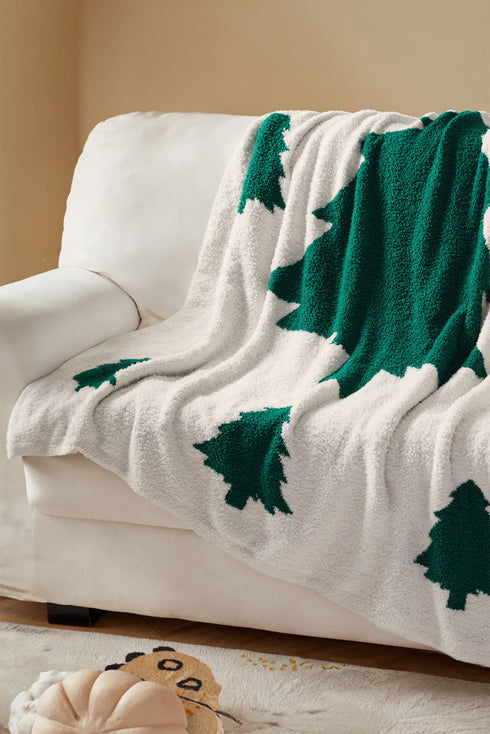 Geometric Holiday Tree Print Soft Plush Blanket