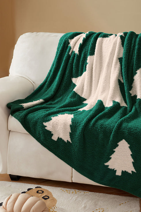 Geometric Holiday Tree Print Soft Plush Blanket