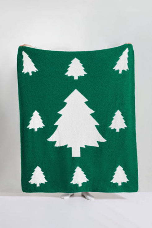 Geometric Holiday Tree Print Soft Plush Blanket