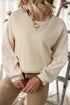 Geometric Lace Sleeve Mixed Media Raglan Top
