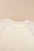 Geometric Lace Sleeve Mixed Media Raglan Top