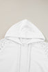 Geometric Lace Sleeve Soft Knit Pullover Hoodie