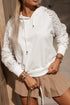 Geometric Lace Sleeve Soft Knit Pullover Hoodie