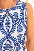 Geometric Medallion Print Pleated Sleeveless Woven Top