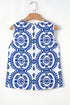 Geometric Medallion Print Pleated Sleeveless Woven Top