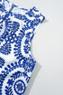Geometric Medallion Print Pleated Sleeveless Woven Top