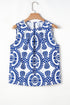Geometric Medallion Print Pleated Sleeveless Woven Top