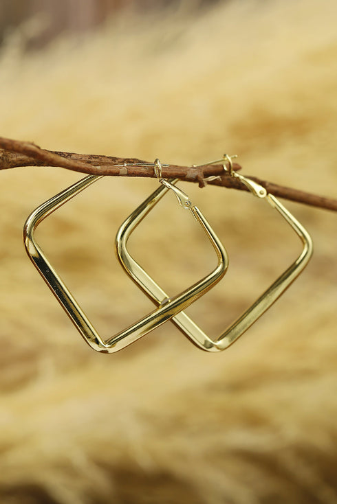 Geometric Minimalist Square Style Statement Hoop Earrings