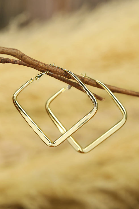 Geometric Minimalist Square Style Statement Hoop Earrings