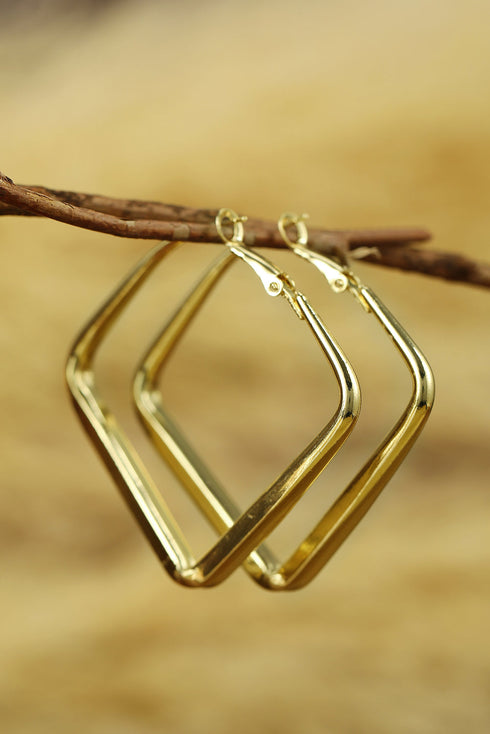 Geometric Minimalist Square Style Statement Hoop Earrings