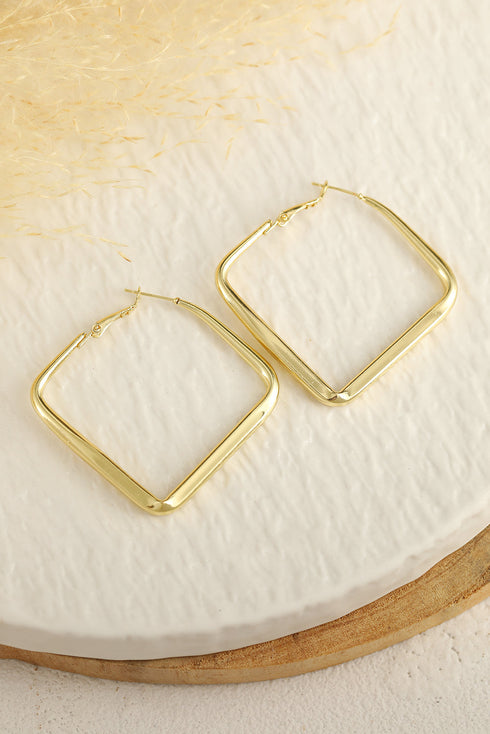 Geometric Minimalist Square Style Statement Hoop Earrings
