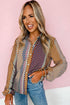 Geometric Mixed Print Collared Button Down Shirt