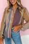 Geometric Mixed Print Collared Button Down Shirt