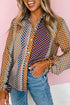 Geometric Mixed Print Collared Button Down Shirt