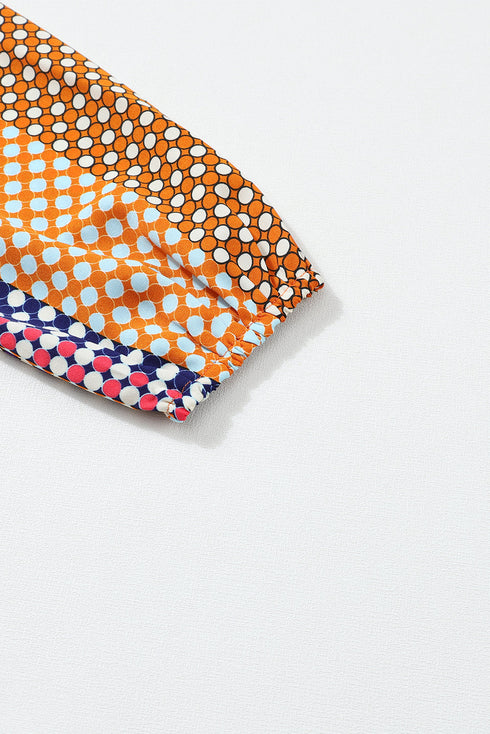 Geometric Mixed Print Collared Button Down Shirt