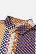 Geometric Mixed Print Collared Button Down Shirt