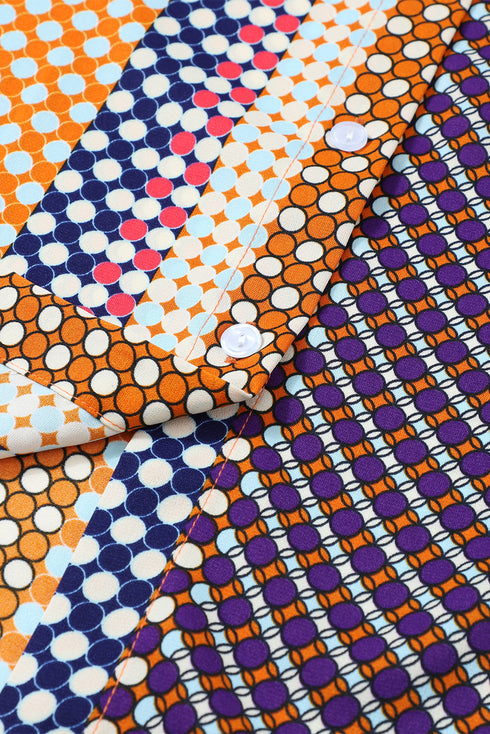 Geometric Mixed Print Collared Button Down Shirt