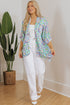 Geometric Mosaic Print Open Front Woven Kimono