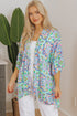 Geometric Mosaic Print Open Front Woven Kimono