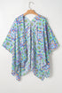 Geometric Mosaic Print Open Front Woven Kimono