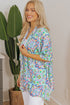 Geometric Mosaic Print Open Front Woven Kimono