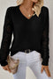 Geometric Open Knit Sleeve V Neck Sweater