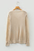 Geometric Open Knit Sleeve V Neck Sweater